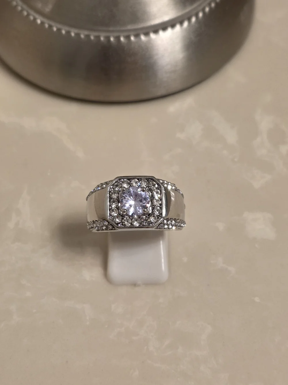Men's Silver and CZ Ring Size 10